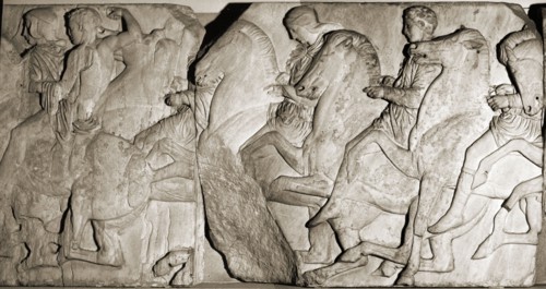 Riders and galloping horses from the north frieze of the Parthenon