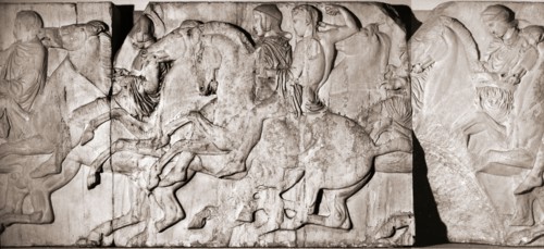 Riders and galloping horses from the north frieze of the Parthenon
