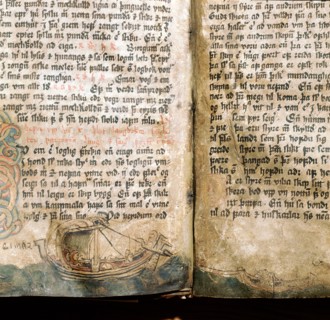 Page from the 16th century version of the Jonsbok the law code brought to Iceland from Norway