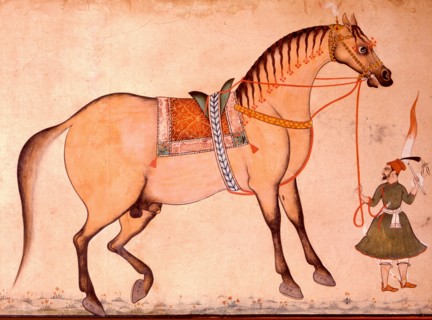 Painting of a horse and trainer