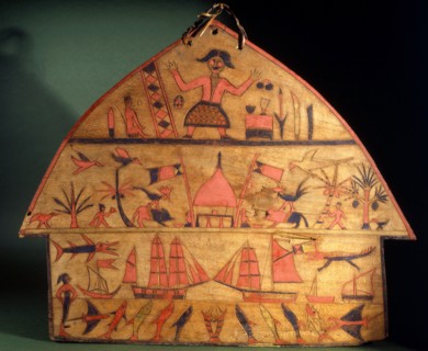 A painted board, or henta