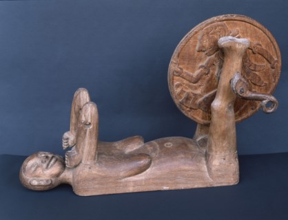 Ceremonial spinning wheel made for use at royal weddings, where the brides ability to spin and weave would be demonstrated