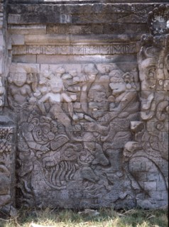 Stone relief on a temple wall at Sangsit, Buleleng