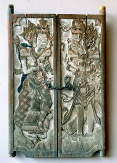 Wooden decorative panel from a Hindu temple