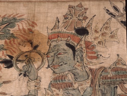 A wayang scroll unwound by the dalang (puppeteer) as he narrates the story, usually a version of Hindu myths or epics