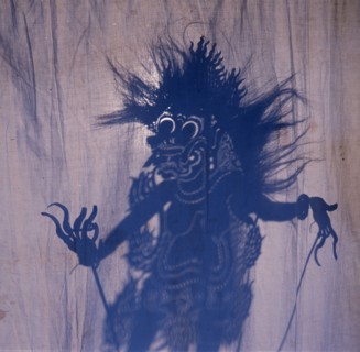 Wayang shadow puppet of Rangda, Queen of witches, used in popular all night performances, usually based on ancient Hindu epics such as the Ramayana