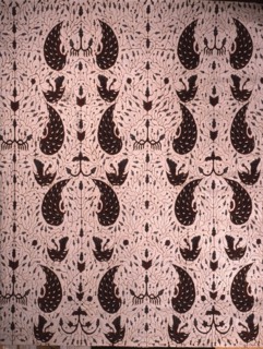 Detail of a batik kain with a design incorporating stylised wings
