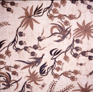 Detail of a batik kain with a design of birds and flowers