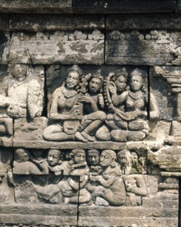 The reliefs on the terraces of Borobudur depict scenes from the life of the Buddha