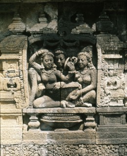 The reliefs on the terraces of Borobudur depict scenes from the life of the Buddha