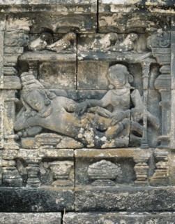 The reliefs on the terraces of Borobudur depict scenes from the life of the Buddha
