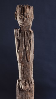 This figurative carving may be a bogy, serving as a site for a village guardian spirit, deterring strangers and enemies