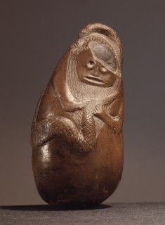 An ancient Indonesian cult object, thought to be a snake god or demon