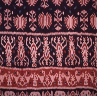 An Eastern Sumba noblemans mantle, hinggi, decorated by warp ikat, dying the threads prior to weaving