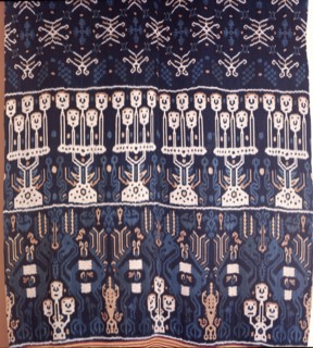 An Eastern Sumba noblemans mantle, hinggi, decorated by warp ikat, dying the threads prior to weaving