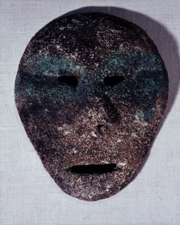 An Eskimo mask carved from the bone tissue of a whale