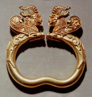 Gold armlet with terminals in the form of griffins from the Oxus treasure