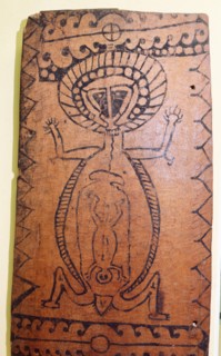 House door panel with an X Ray drawing of a pregnant woman