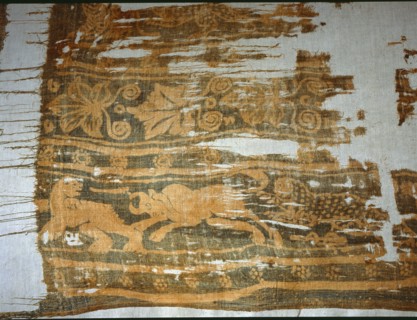 Textile fragment with depiction of an animal hunt
