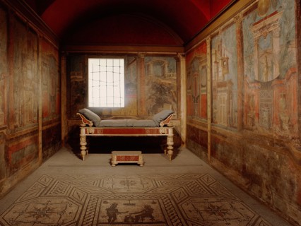 Cubiculum from a villa at Boscoreale, whose walls are decorated with frescoes dating from c 50 BC
