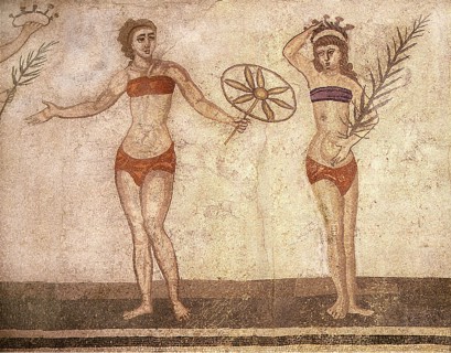 Detail of the Ten Girls Mosaic depicting women athletes