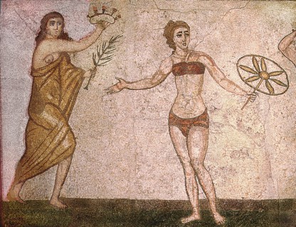 Detail of the Ten Girls Mosaic depicting women athletes