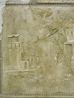 Stucco decoration from a house beneath the Villa Farnesina, Rome, dating from the late 1st C BC