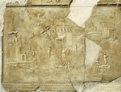 Stucco decoration from a house beneath the Villa Farnesina, Rome, dating from the late 1st C BC