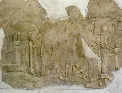 Stucco decoration from a house beneath the Villa Farnesina, Rome, dating from the late 1st C BC