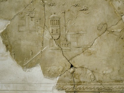 Stucco decoration from a house beneath the Villa Farnesina, Rome, dating from the late 1st C BC