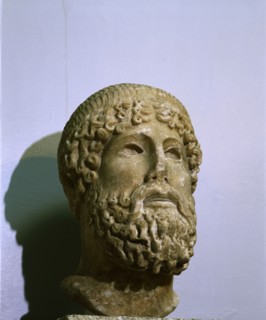 The head from a statue of Zeus which was copied from a Greek bronze original of about 450 BC