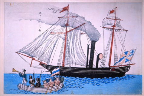 A steamship still relying on sail