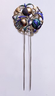 Gold and enamel hairpin