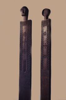 Male and female grave markers which represent and honour the deceased