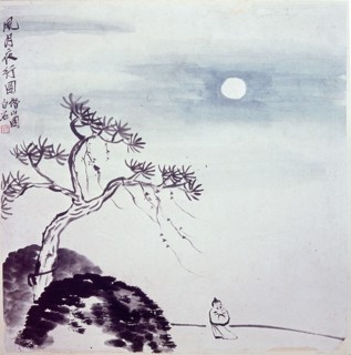 Painting by Chi Pai shih: Walk on a Windy Night (loose sheet)