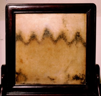 A dreamstone (lart trouve) table screen, with depiction of the five sacred mountains