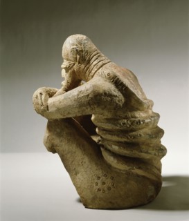 A terracotta figure of a man excavated from a tumulus in the Djenne/Mopti area between the Niger and Bani Rivers