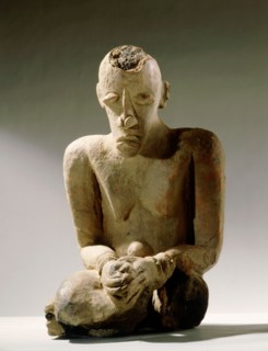 A terracotta figure of a man excavated in the Djenne/Mopti area