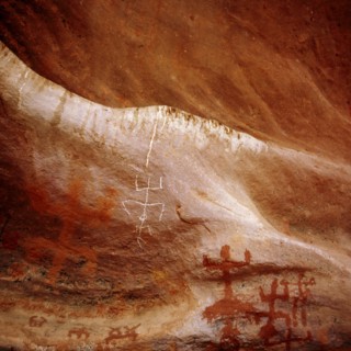 Cave paintings depicting the myths of the Dogon people including the creation myth and representations of Amma Serou falling from heaven