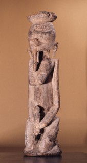 Dogon sculptures of this type depict their owner at prayer and serve as surrogates placed before an altar throughout a ritual addressed to the spirits