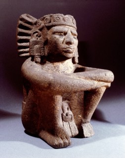 Seated figure of Xiuhtecuhtli, Lord of Fire, who represented the great creator Ometecuhtli and was present in the hearth of every home