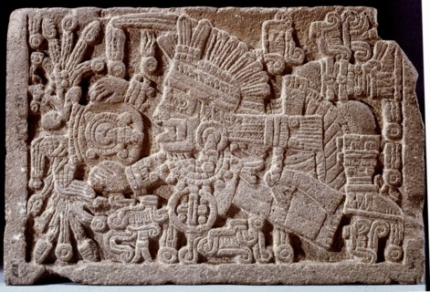 Base of a stone box which once contained the ashes of the Great Speaker, Ahuitzotl