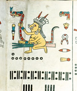 A panel from the Codex Fejervary Mayer shows Tlazolteotl, the goddess of witchcraft
