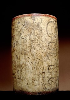 Mayan vessel depicting a series of transformations of the Hero Twin Yax Balam (Xbalanque)