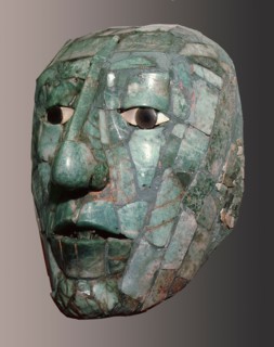 The jade burial mask of Pacal found in the Temple of the Inscriptions at Palenque