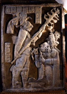 Lintel 24 of Yaxchilan Structure 23, from a series illustrating the accession rituals of the ruler Lord Shield Jaguar