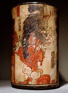 Cylindrical polychrome vessel with Palace Scene
