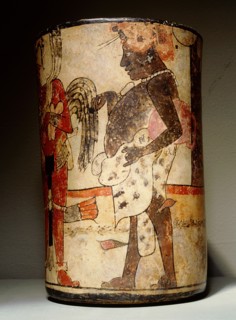Cylindrical polychrome vessel with Palace Scene