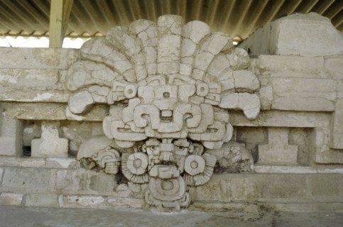 Clay sculptured head of the Zapotec god Cocijo, the rain god