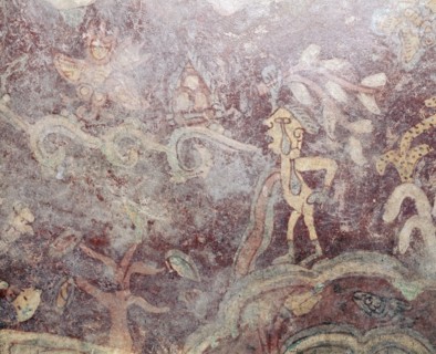 Partly reconstucted wall painting at Tepantitla